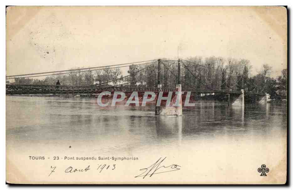 CPA Tours Pont suspendu Saint Symphorien