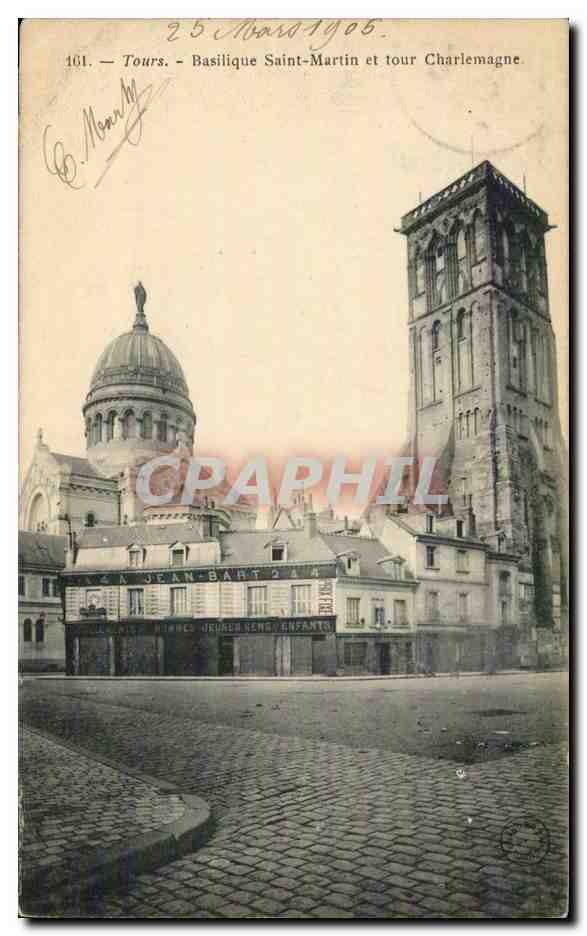 CPA Tours Basilique Saint Martin et tour Charlemagne