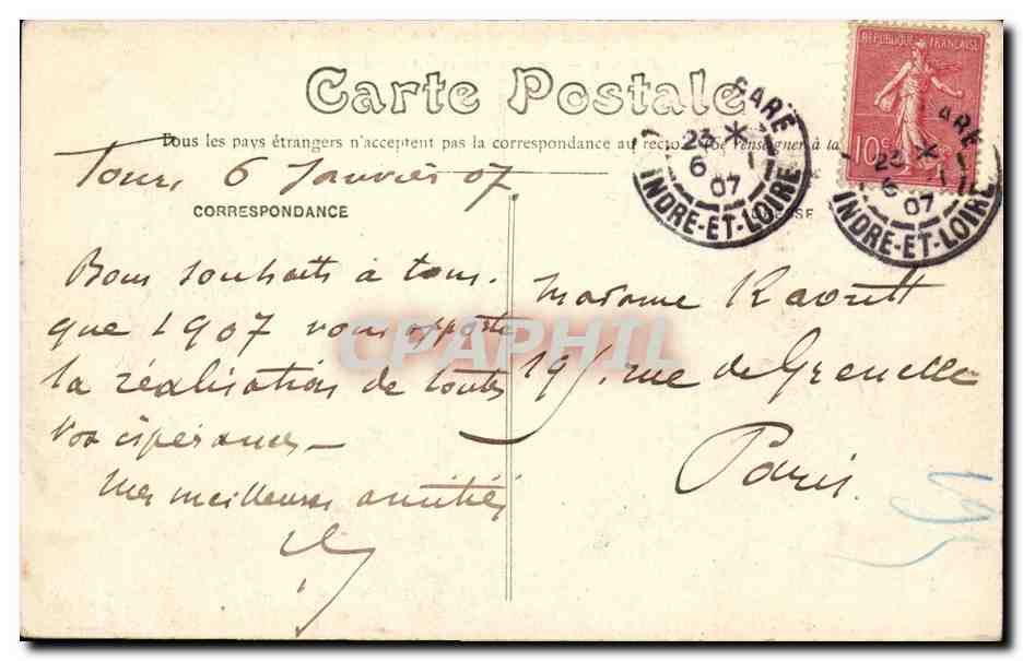 CPA Tours Vue prise de l'ile Aucard — Rückseite