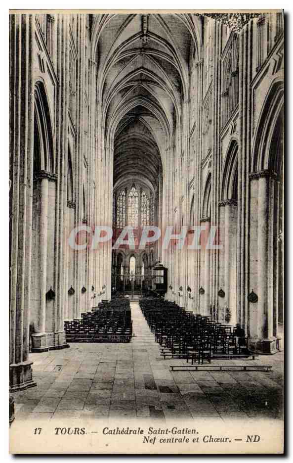 CPA Tours Cathedrale Saint Gatien Nef centrale et coeur