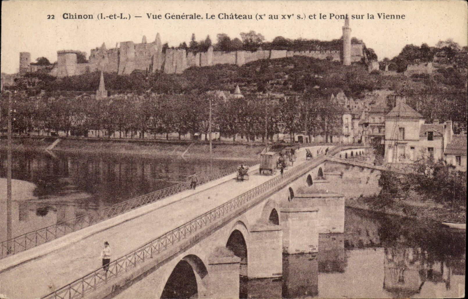 Chinon - Le Pont sur la Vienne et le Chateau - Vue Generale - CPA 