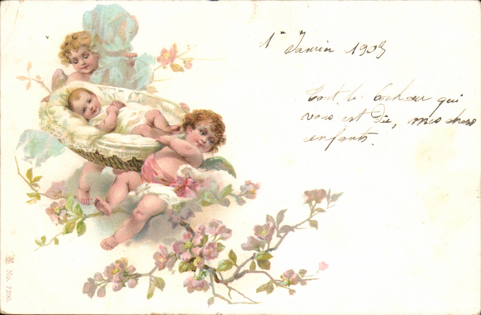 CPA Fantaisie Enfant bebe Anges