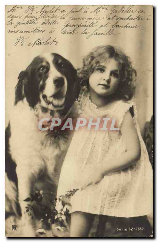 CPA Fantaisie Enfant et son chien (dog)