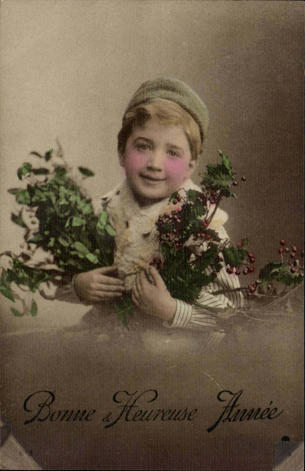 CPA Fantaisie Enfant Bonne et heureuse annee (garcon)