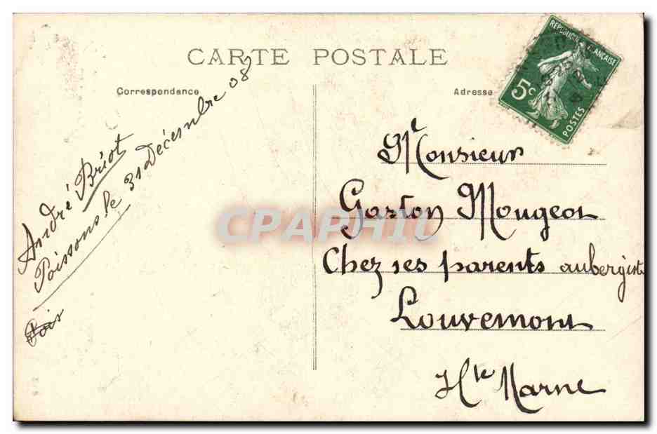 CPA Fantaisie Enfant Bonne et heureuse annee (garcon) — Verso
