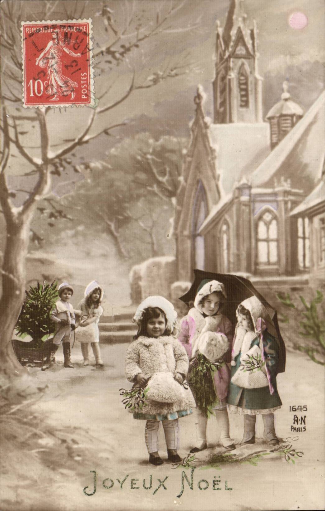 CPA Fantaisie Enfants Joyeux Noel (Christmas) Snow neige
