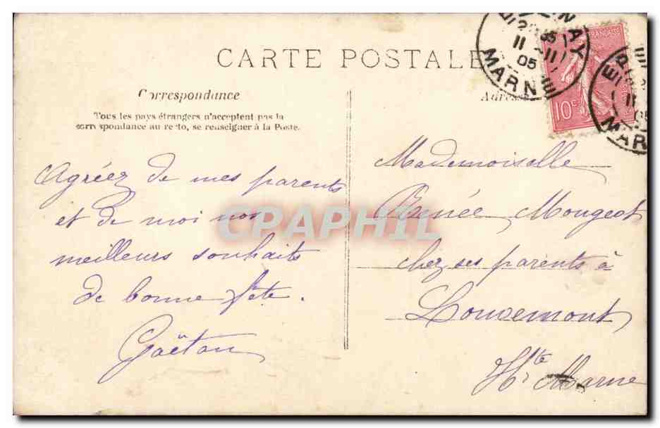 CPA Fantaisie Enfant Bonne fete — Verso
