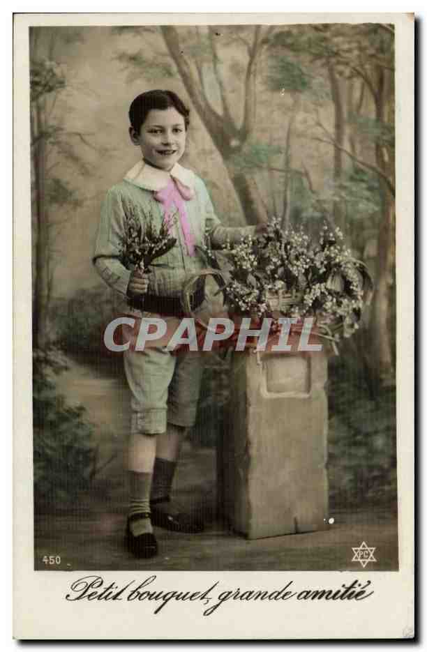 CPA Fantaisie Enfant Garcon Petit bouquet Grande amitie