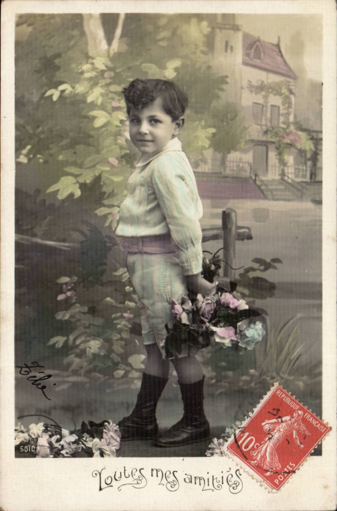 CPA Fantaisie Enfant Garcon Toutes mes amities