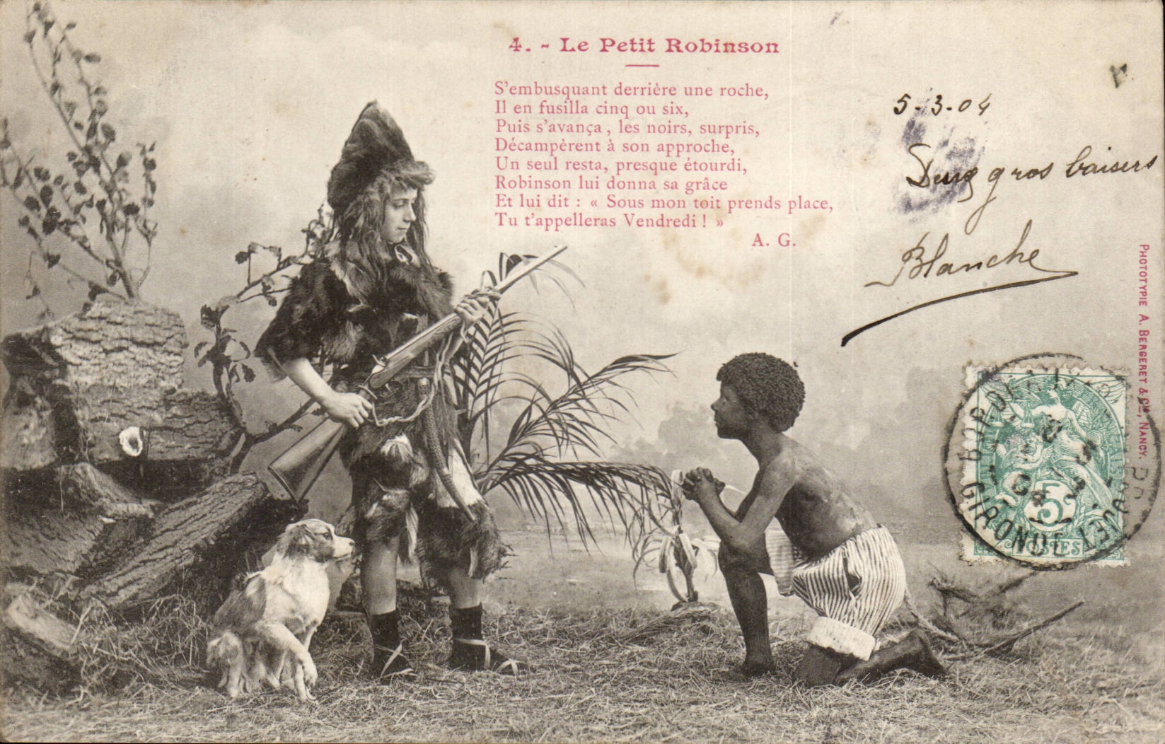 El Pequeño Robinson — escena de caza — Fototipo A. Berenert & Cie, N°4