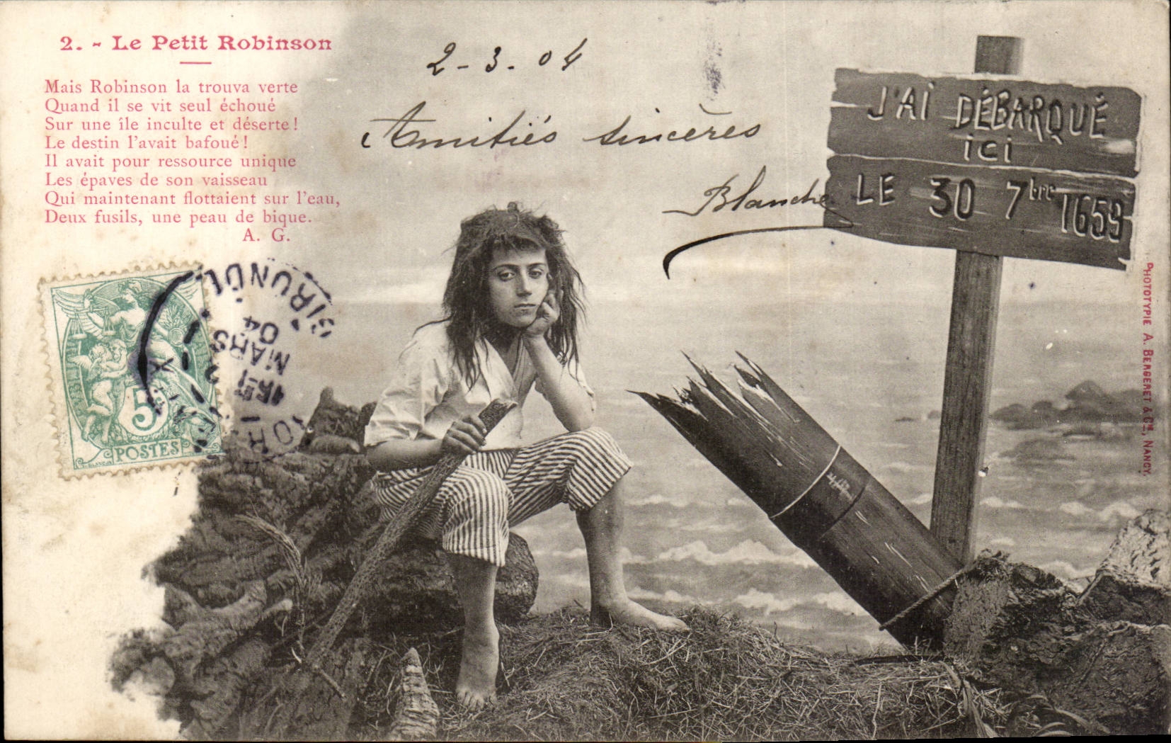 Le Petit Robinson — scène de naufrage — Phototypie A. Berenet, Les Nanty