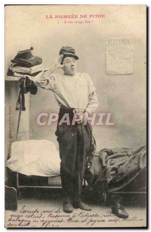 CPA Fantaisie Militaria La journee de Pitou 