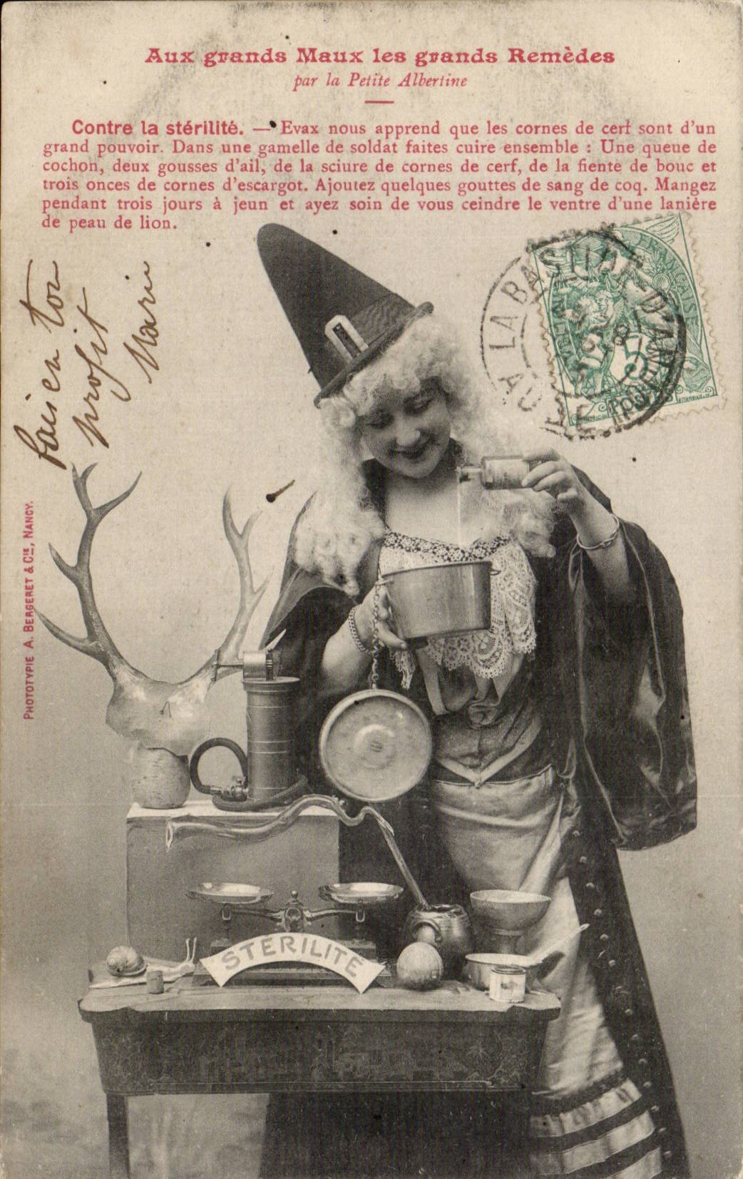 La Petite Albertine — Remèdes contre la stérilité — Phototype A. Bergeret & Cie, Nancy