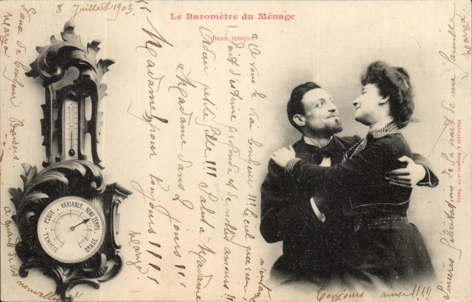 Le Baromètre du Ménage — Beau temps — Phototypie A. Bonget & Cie, Nancy