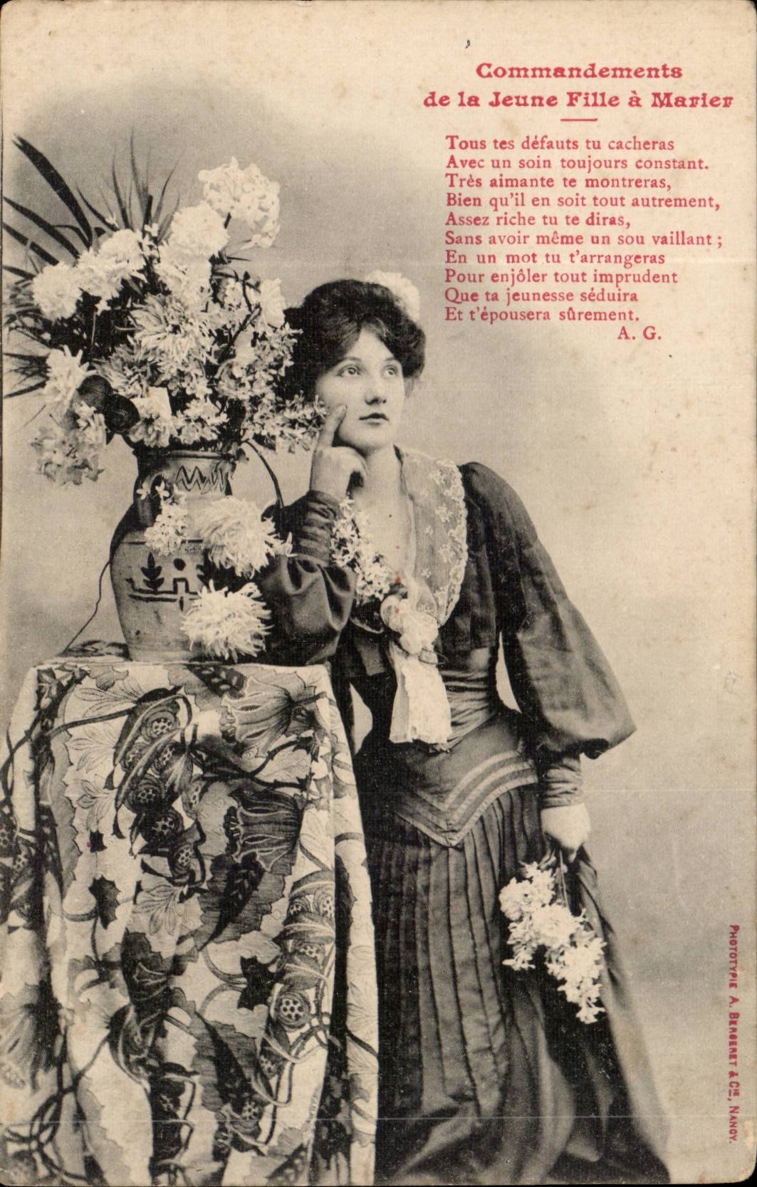 Jeune Fille à Marier — Commandements de la Jeune Fille à Marier — Photographe A. Berbant & Cie, Nancy