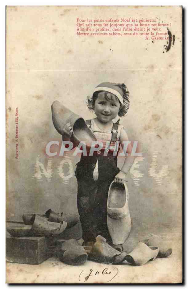 CPA Fantaisie Enfant et sabots Noel