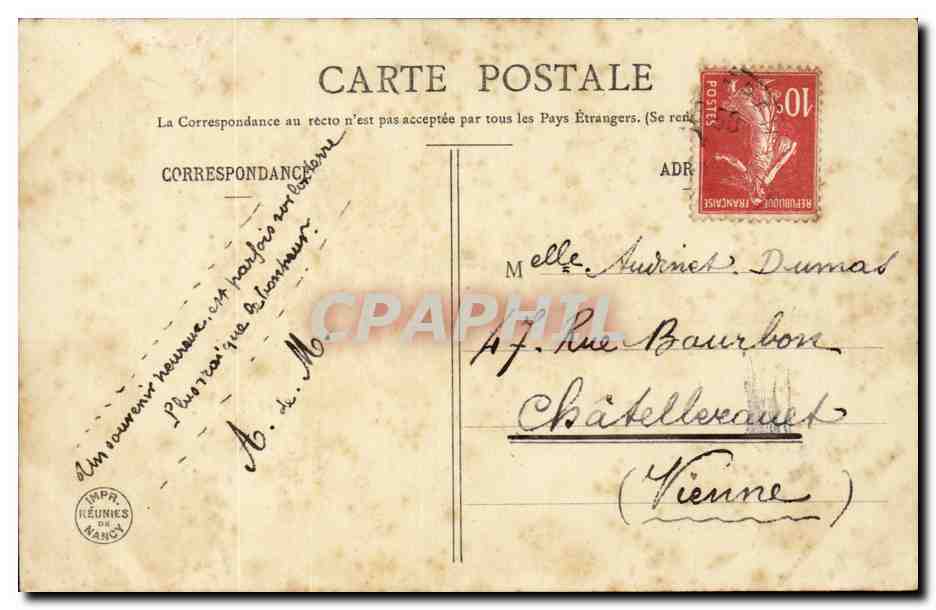 CPA Folklore Femme Seule ! — Verso