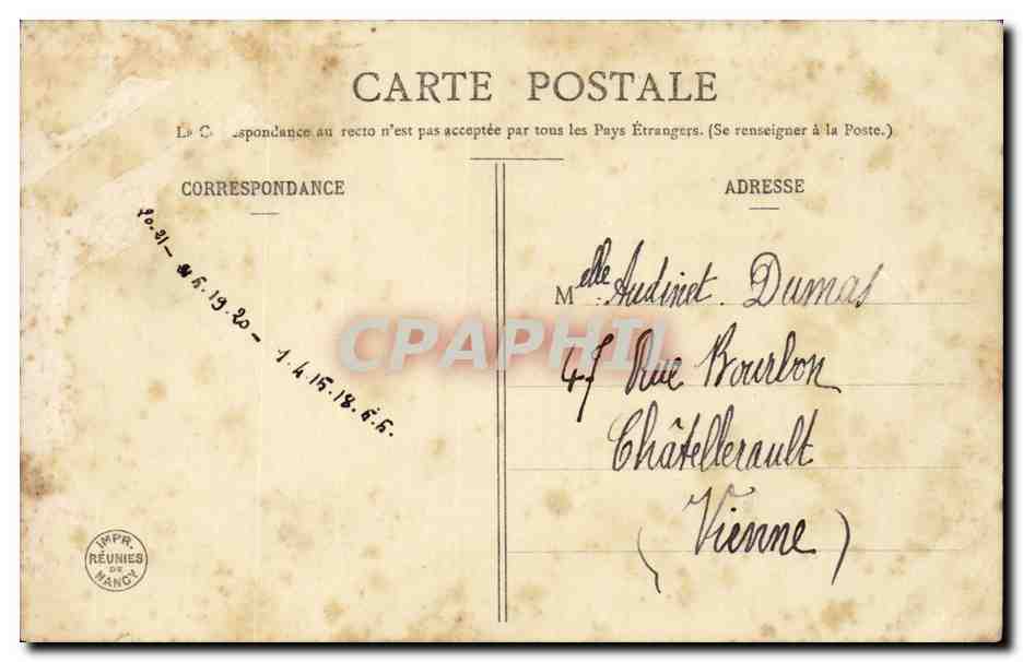 CPA Folklore Femme Seule ! (fileuse rouet) — Verso