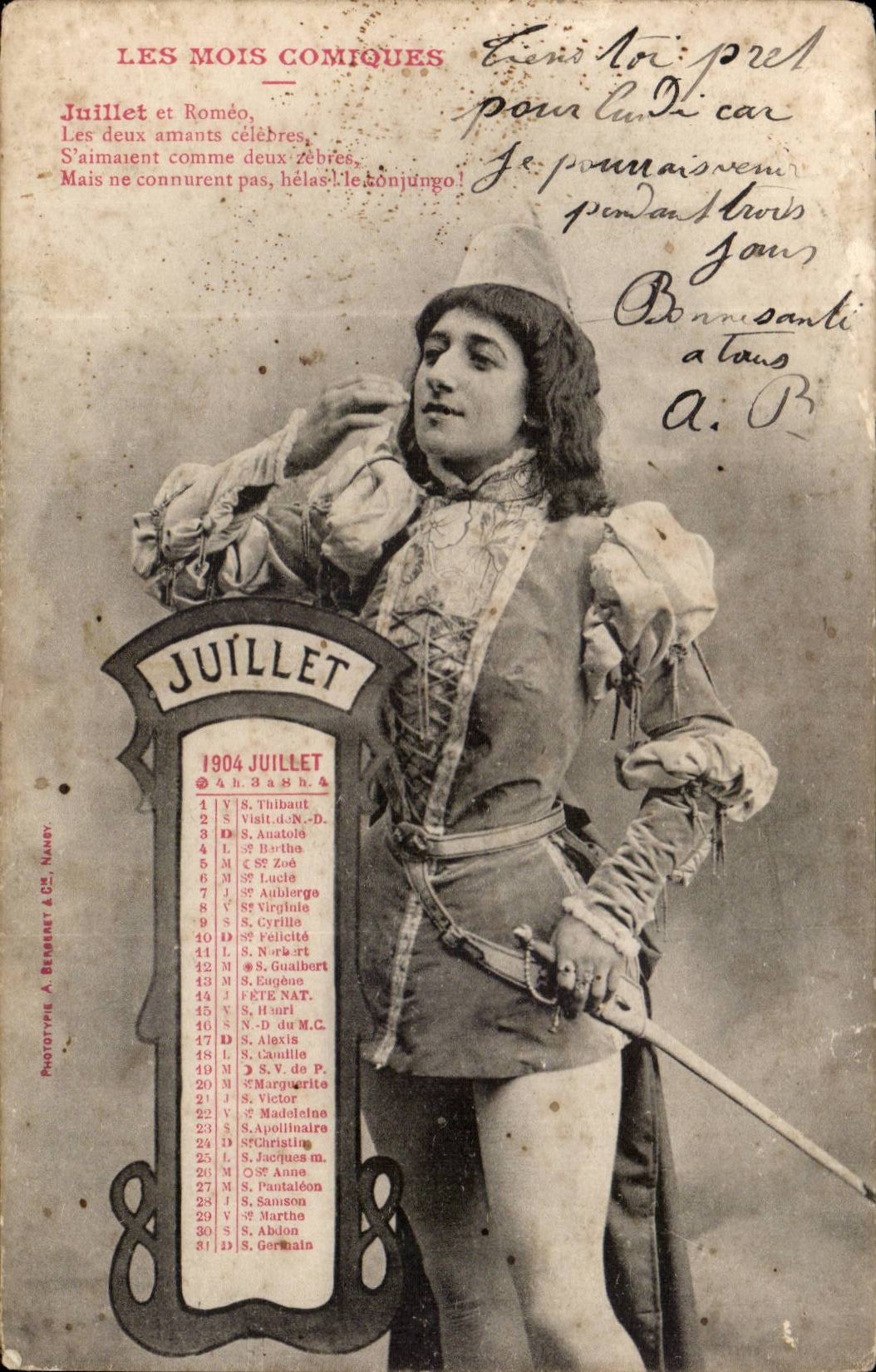 CPA Fantaisie Enfant Les mots comiques Juillet et Romeo
