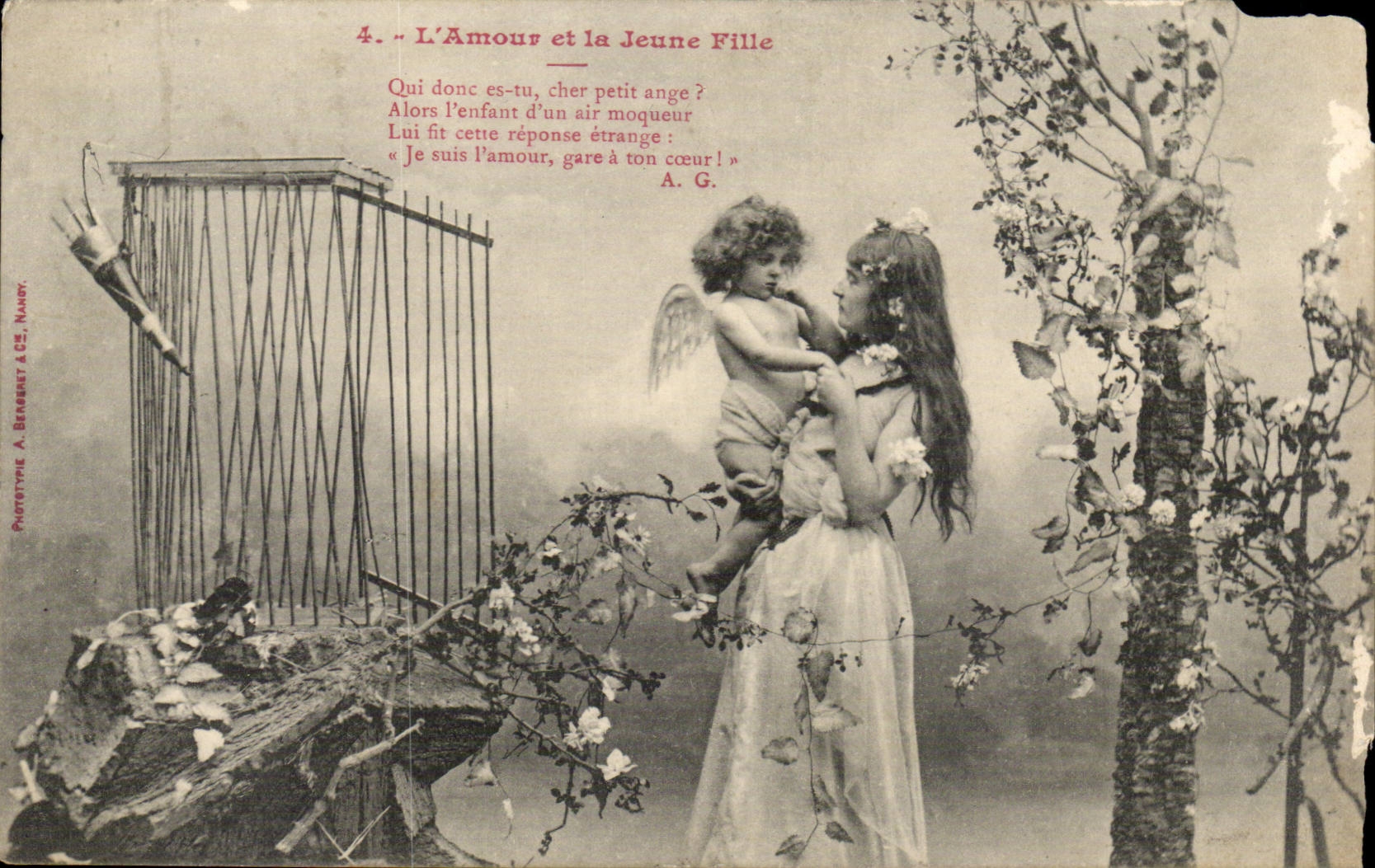 L'Amour et la Jeune Fille — Poème de A. G. — Phototype A. Beresnet & Cie, Nancy