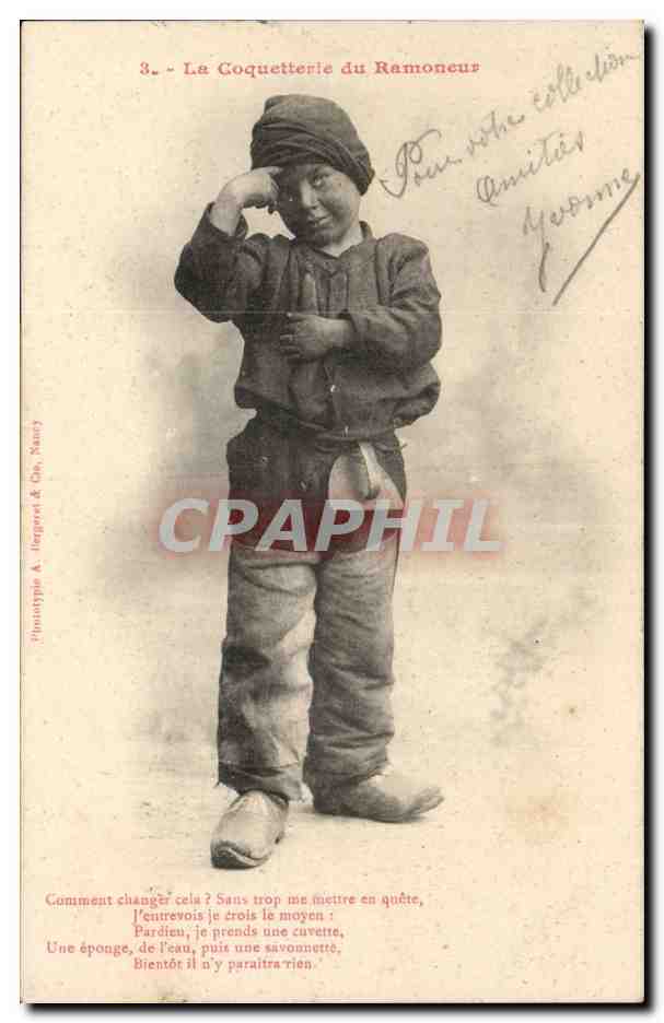 CPA Fantaisie La coquetterie du ramoneur (enfant)