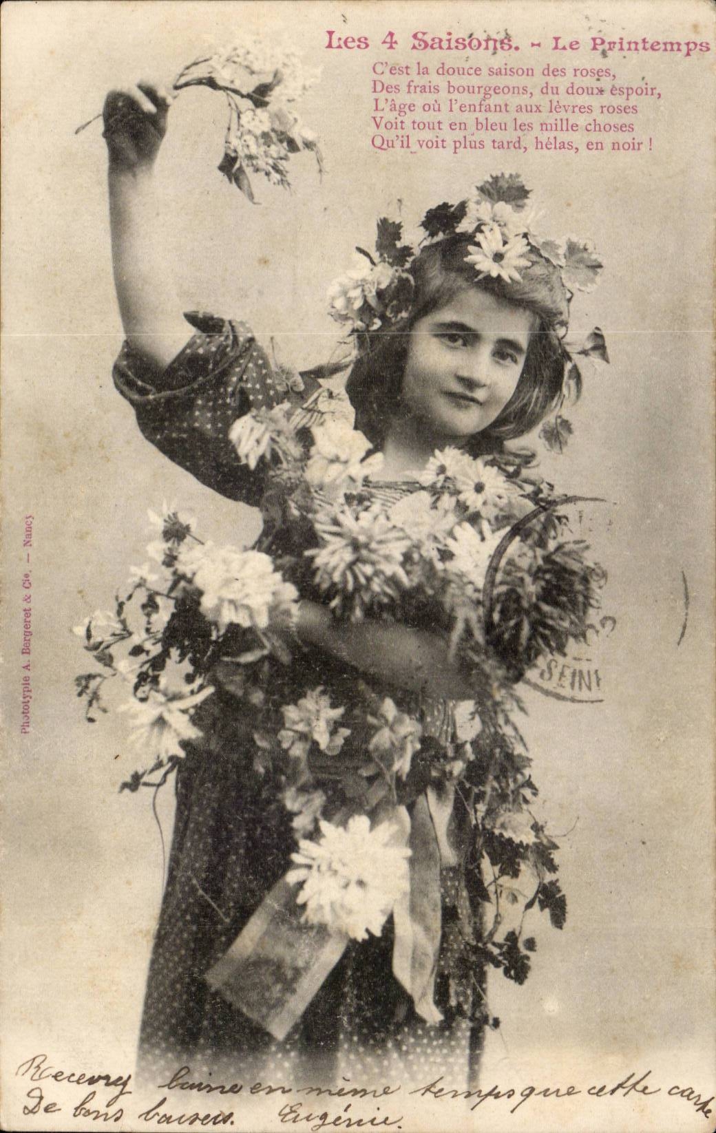 CPA Fantaisie Enfant les quatre saisons Le printemps