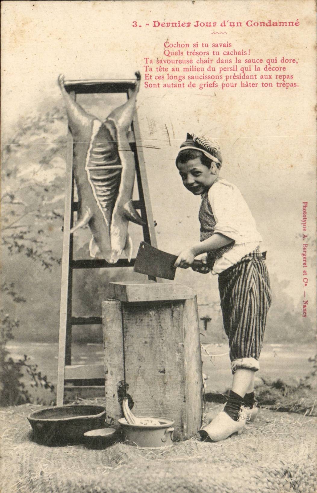 CPA Fantaisie Enfant Dernier jour d'un condamne (boucher)