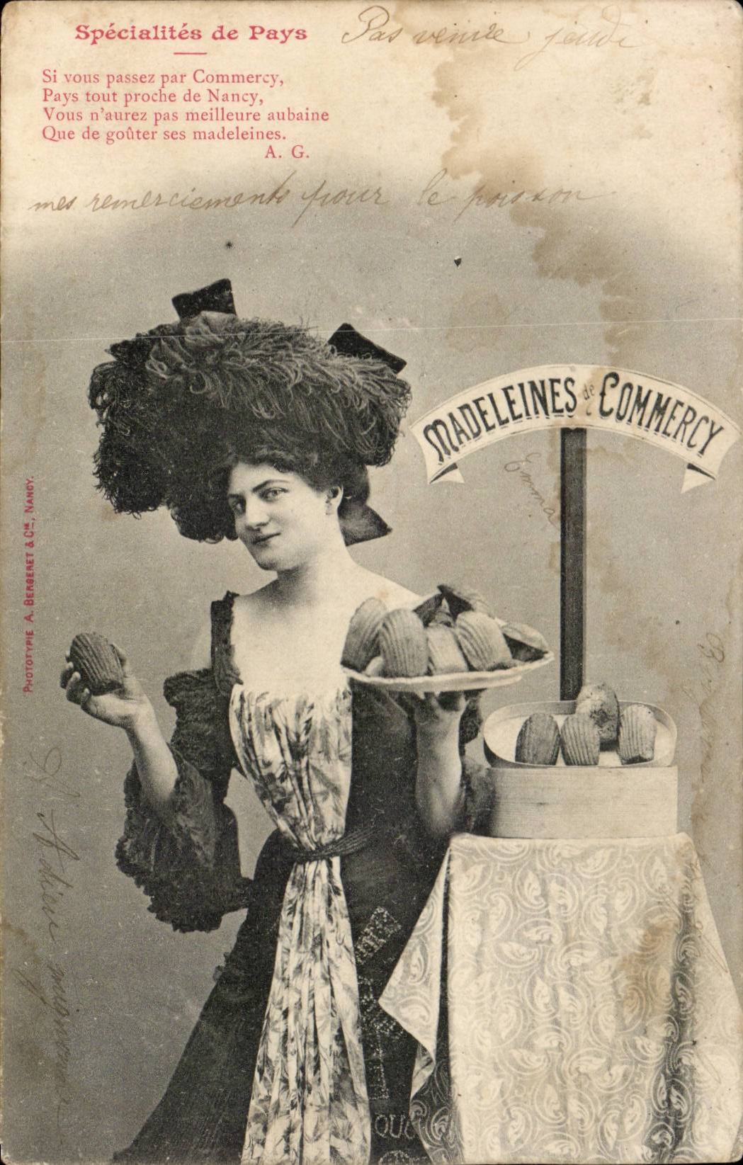Madeleines de Commercy — spécialité locale — Phototype A. Berberet & Cie, Nancy
