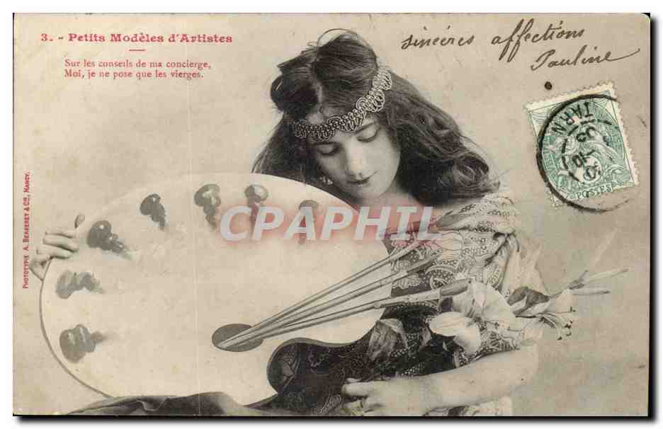 Joven artista con paleta — Serie 'Pequeños Modelos de Artistas' — Fototipia A. Eberhard & Cie, Tarn