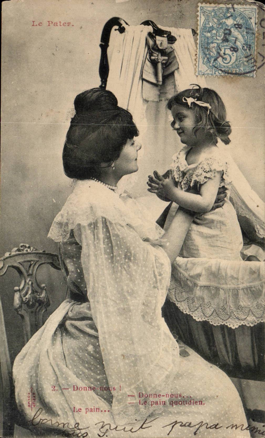 CPA Fantaisie Femme et enfant Le pater (priere)