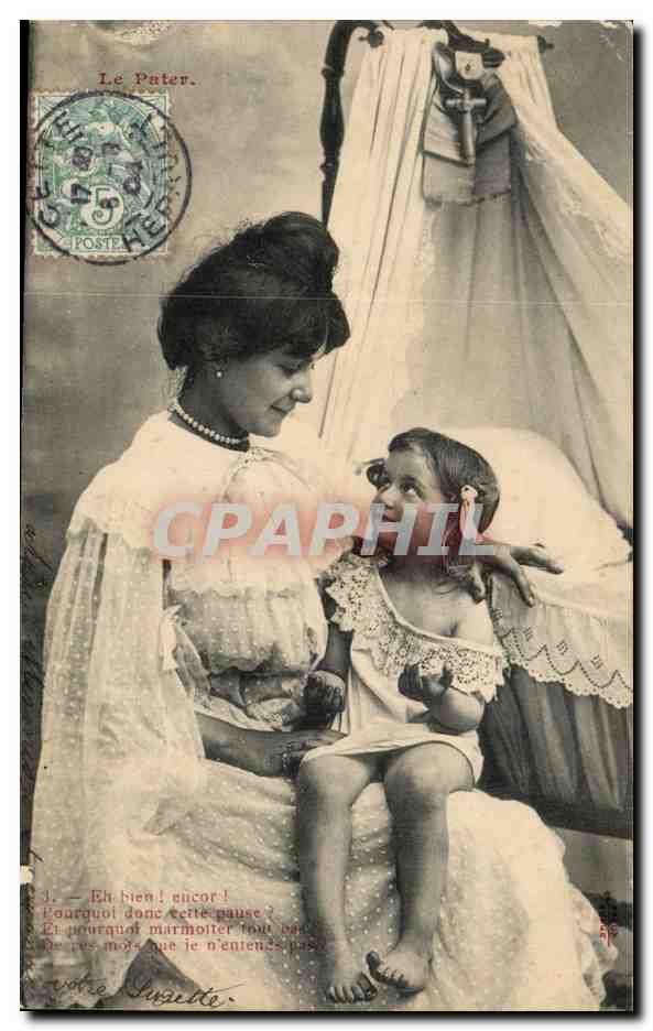 CPA Fantaisie Femme et enfant Le pater (priere)
