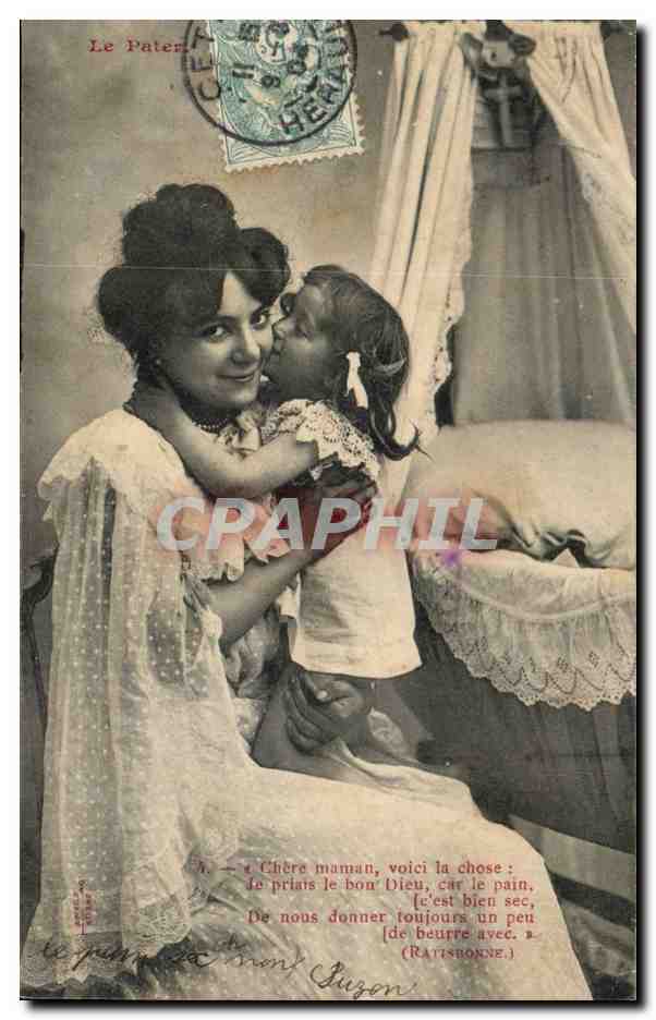 CPA Fantaisie Femme et enfant Le pater (priere)