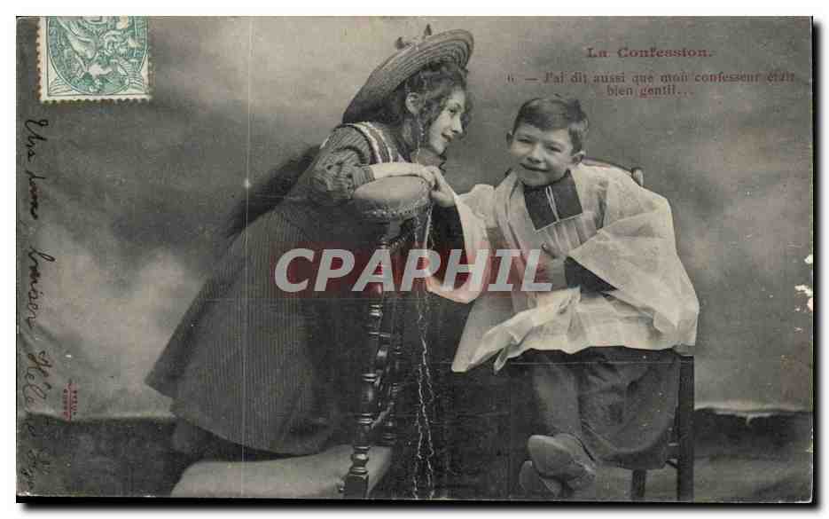 CPA Fantaisie La confession Enfants