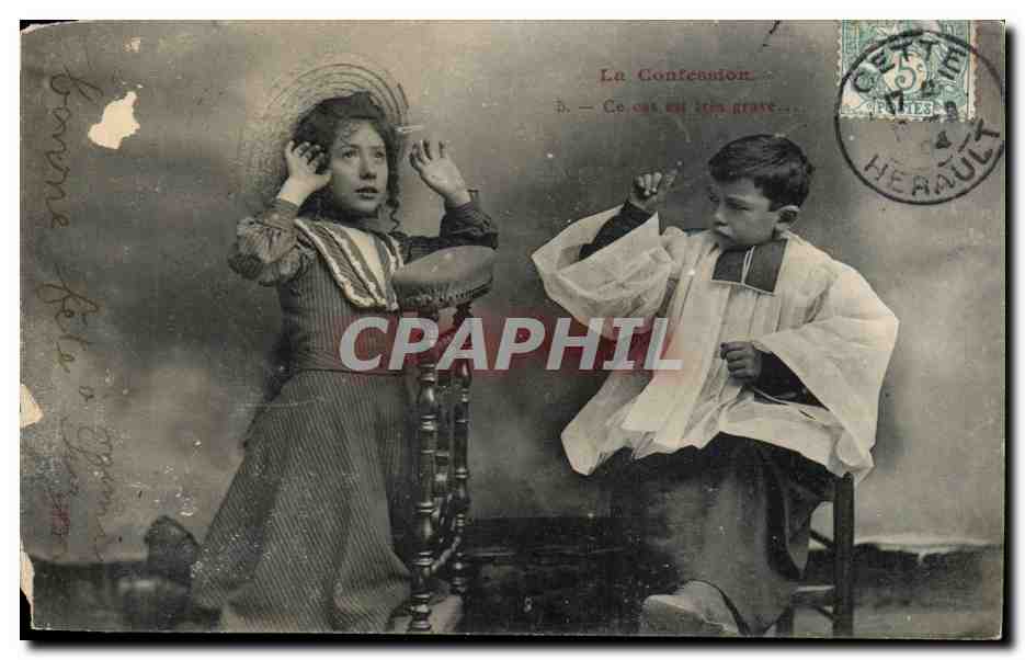 CPA Fantaisie La confession Enfants