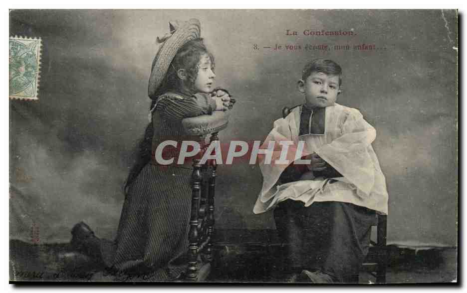 CPA Fantaisie Enfant La confession