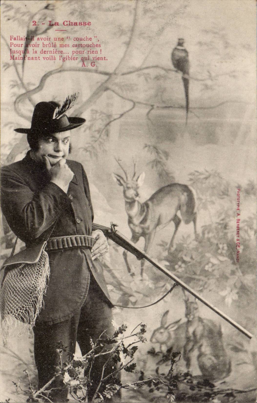 CPA Fantaisie La chasse (chasseur perdrix hunting lapin biche rabbit)