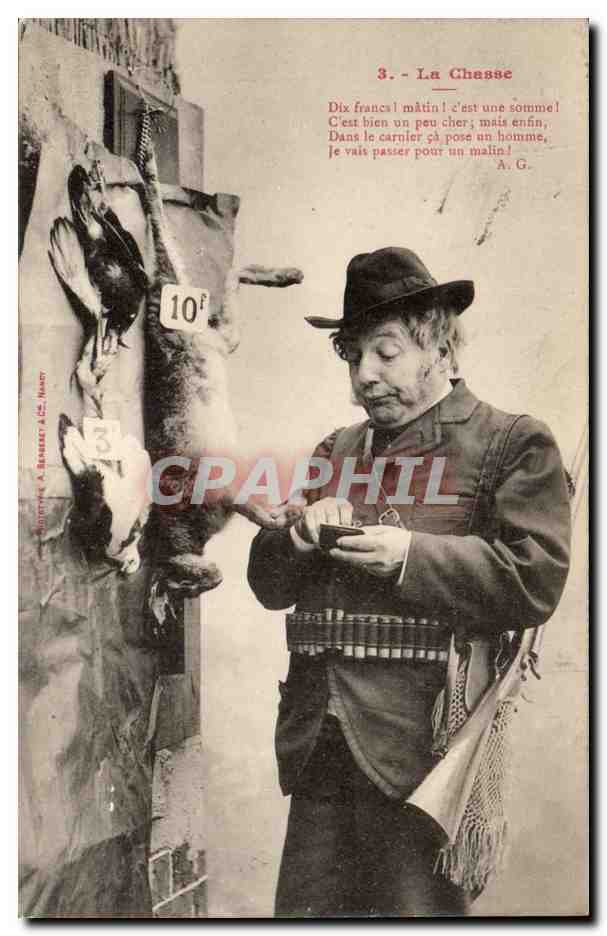 CPA Fantaisie La chasse (chasseur perdrix hunting lapin biche rabbit)