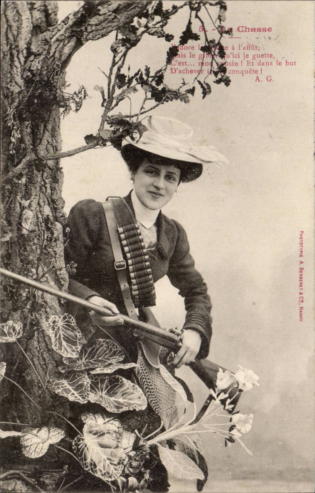 CPA Fantaisie La chasse (chasseur perdrix hunting lapin biche rabbit)