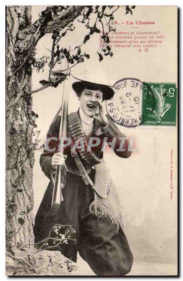 CPA Fantaisie La chasse (chasseur perdrix hunting lapin biche rabbit)