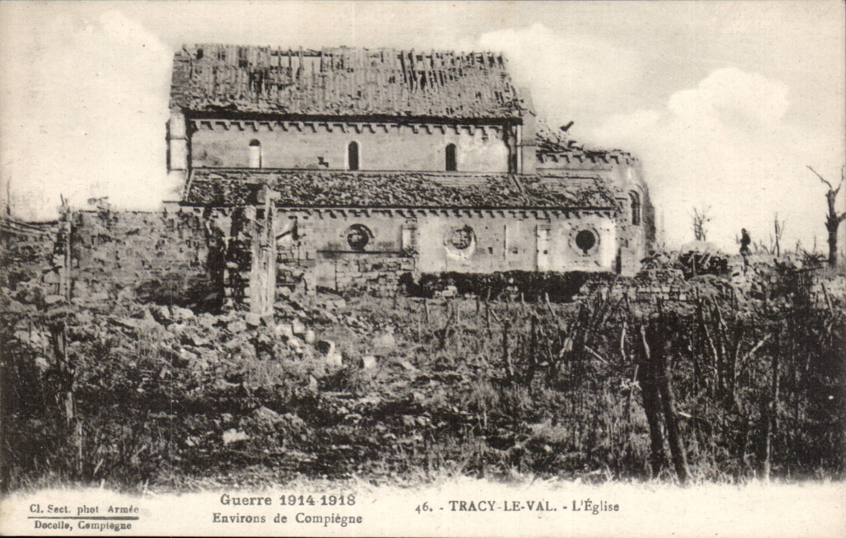 Tracy-le-Val - L'Église — Ruines après la Guerre 1914-1918 — Éditeur Decaille, Compiegne, n°46