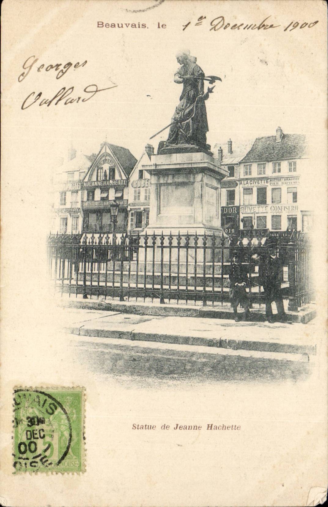 Beauvais — Estatua de Jeanne Hachette — Imprenta Beauvaisienne