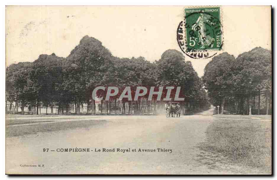 Compiegne CPA Le rond royal et avenue Thiers