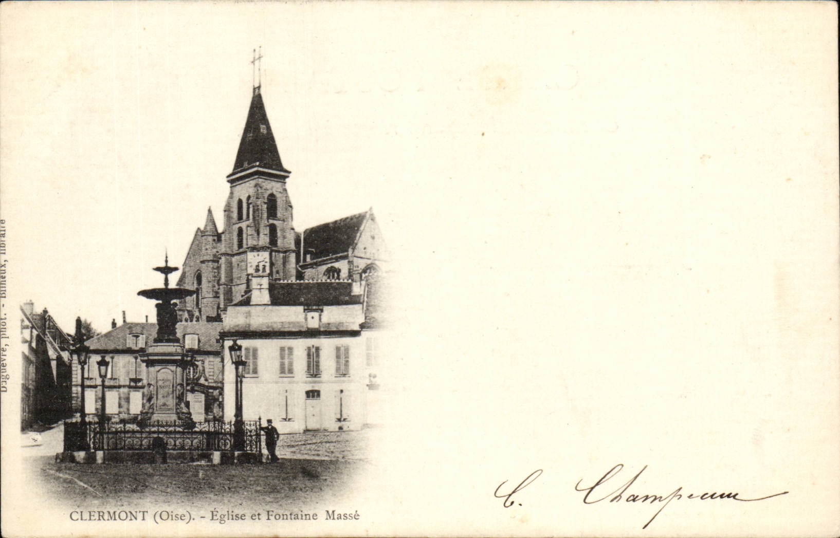 Clermont CPA Eglise et fontaine Mahe