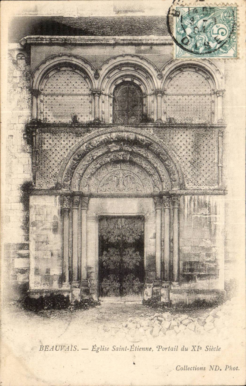 Beauvais CPA Eglise Sainte Etienne Portail du 11eme