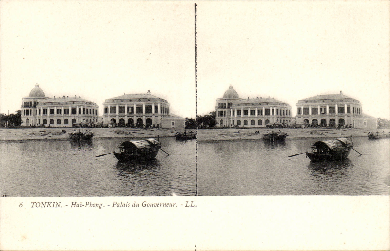 Vues stereoscopiques Tonkin CPA Hai Phong Palais du gouverneur Vietnam