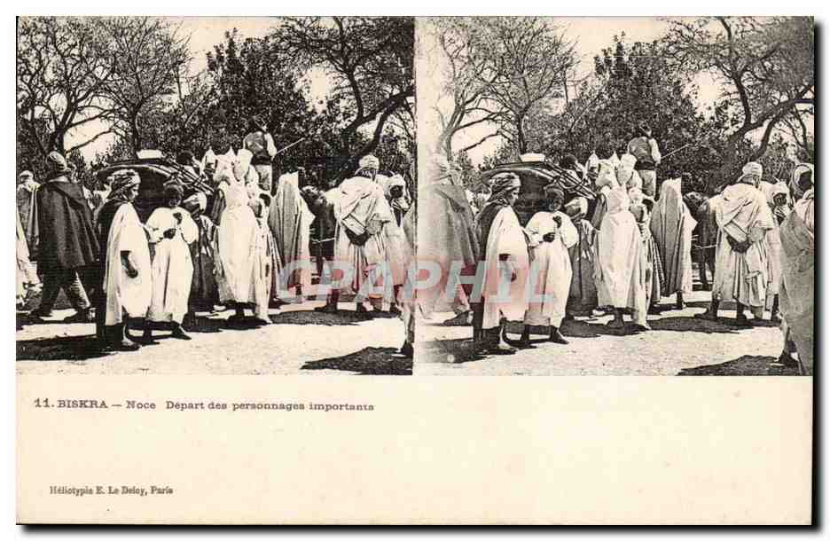 Biskra — Noce Départ des personnages importants — Héliotypie E. Le Deley, Paris