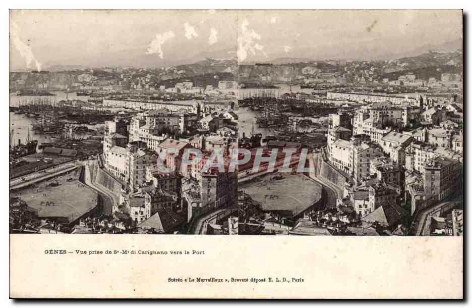 italie italie Genes CPA Vue prise de S M Di CArignano vers le port