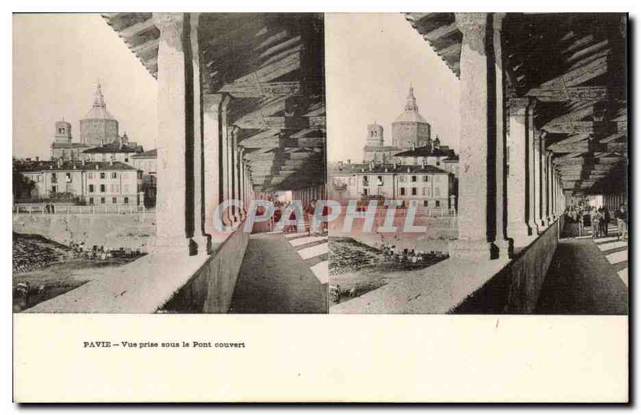 Italie Italia CPA Pavie Vue prise sous le pont couvert