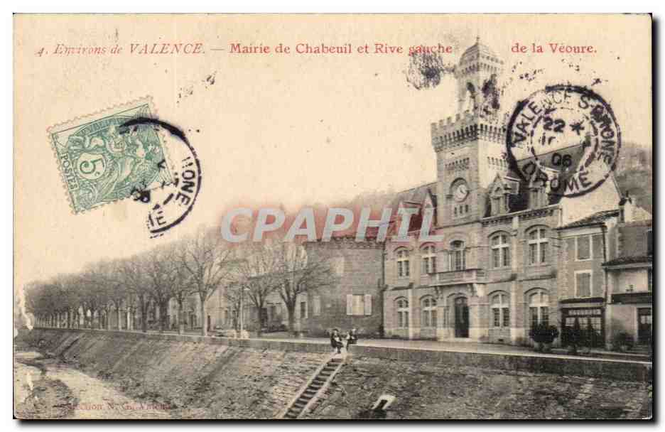 Environs de VALENCE — Mairie de Chabeuil et Rive gauche de la Véouvre — Édition N° Ch. Anichot