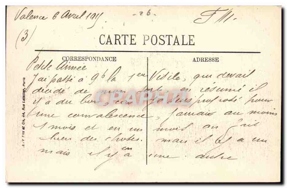 Valence — Grand Séminaire — Dépôt des Convalescents — LL. — Selecta — Back